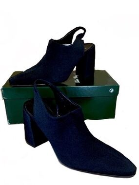 VINTAGE 1990'S/Y2K ROBERT CLERGERIE "YOLE"  LEATHER & FABRIC SLINGBACK HEELS (7)